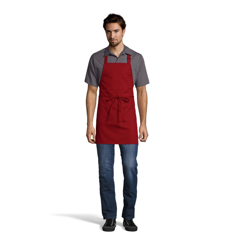 Uncommon Threads mens Adjustable No Pocket Restaurant Bib Apron, Red, One Size US - Image 1